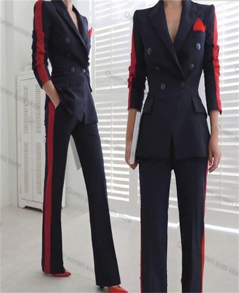 Women Formal Wear Trousers - أحمر أسود الخريف المرأة البدلة مجموعة