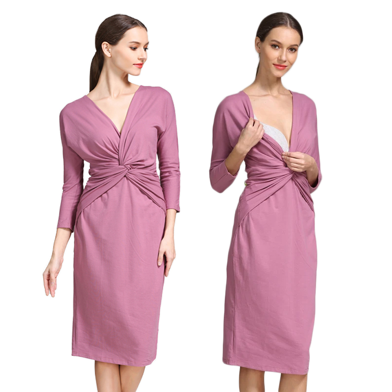 Wrap Dress Work - فستان حمل ورضاعة بتصميم لف أمامي