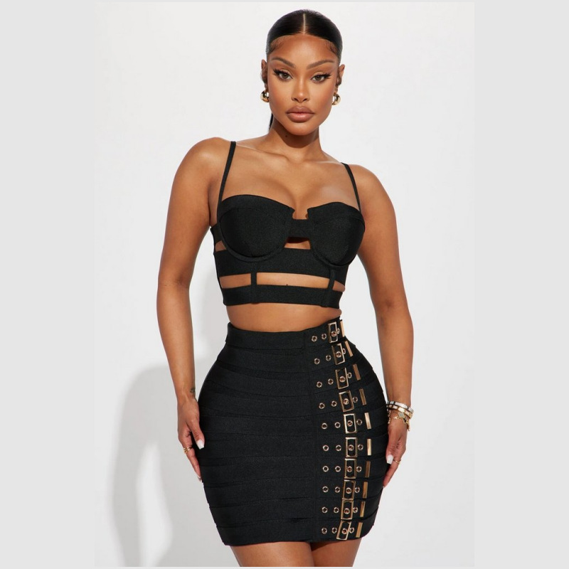 Women'S Formal Evening Wear Tops - أسود أبيض ضمادة المرأة فستان الحفلة