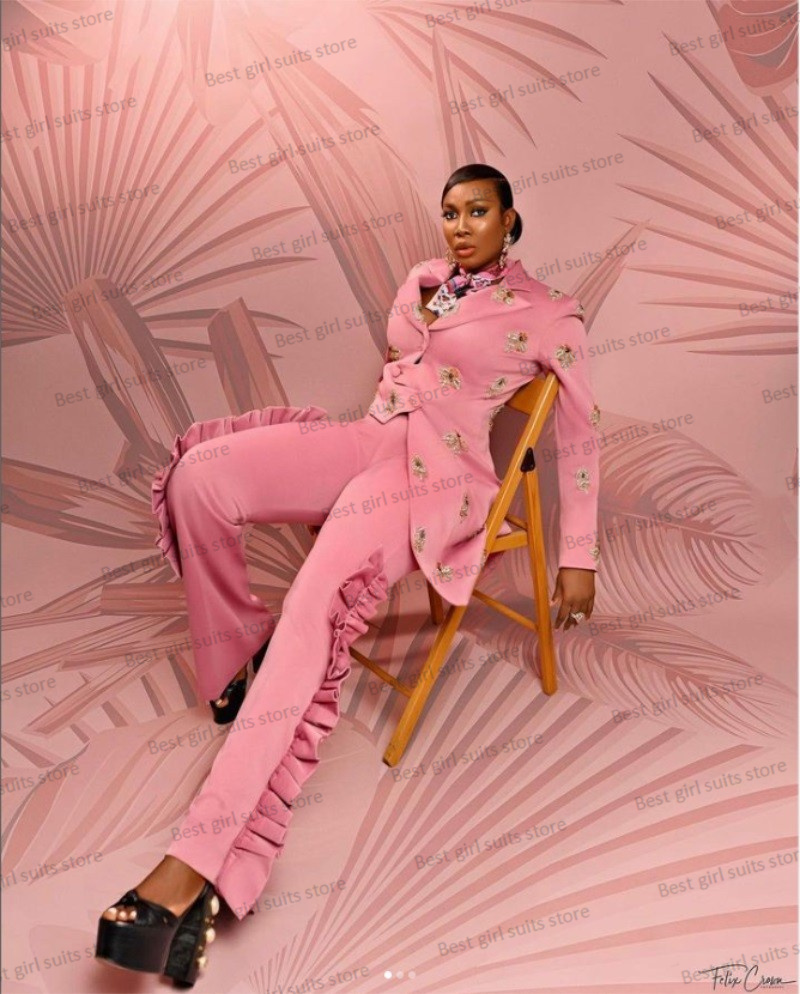بدلة نسائي وردي لحفلات الزفاف  - مراجعة Women Formal Wear Trousers وسعره