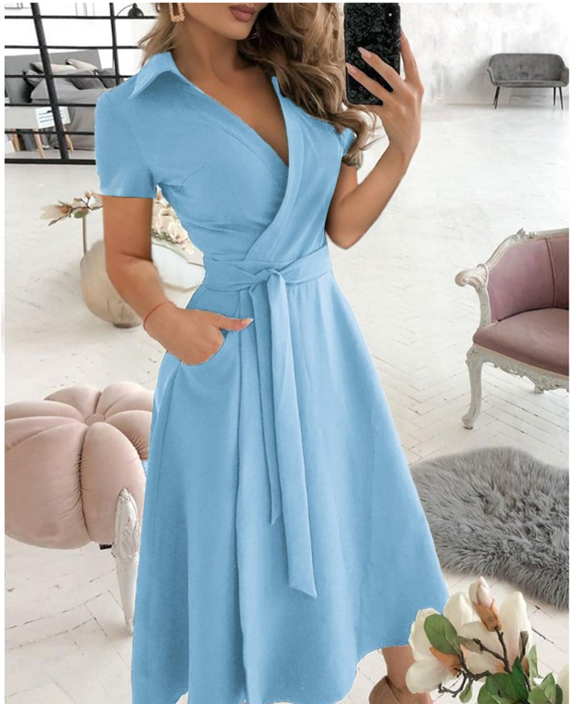 فستان نسائي قصير الأكمام بتصمي - مراجعة Wrap Dress Work وسعره