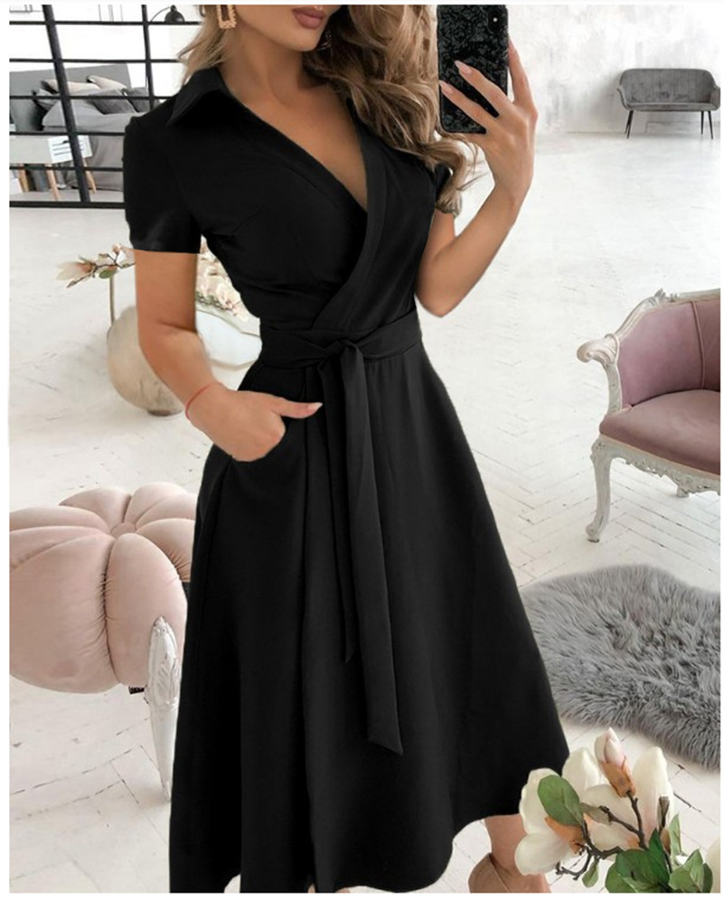 فستان نسائي قصير الأكمام بتصمي - مراجعة Wrap Dress Work وسعره