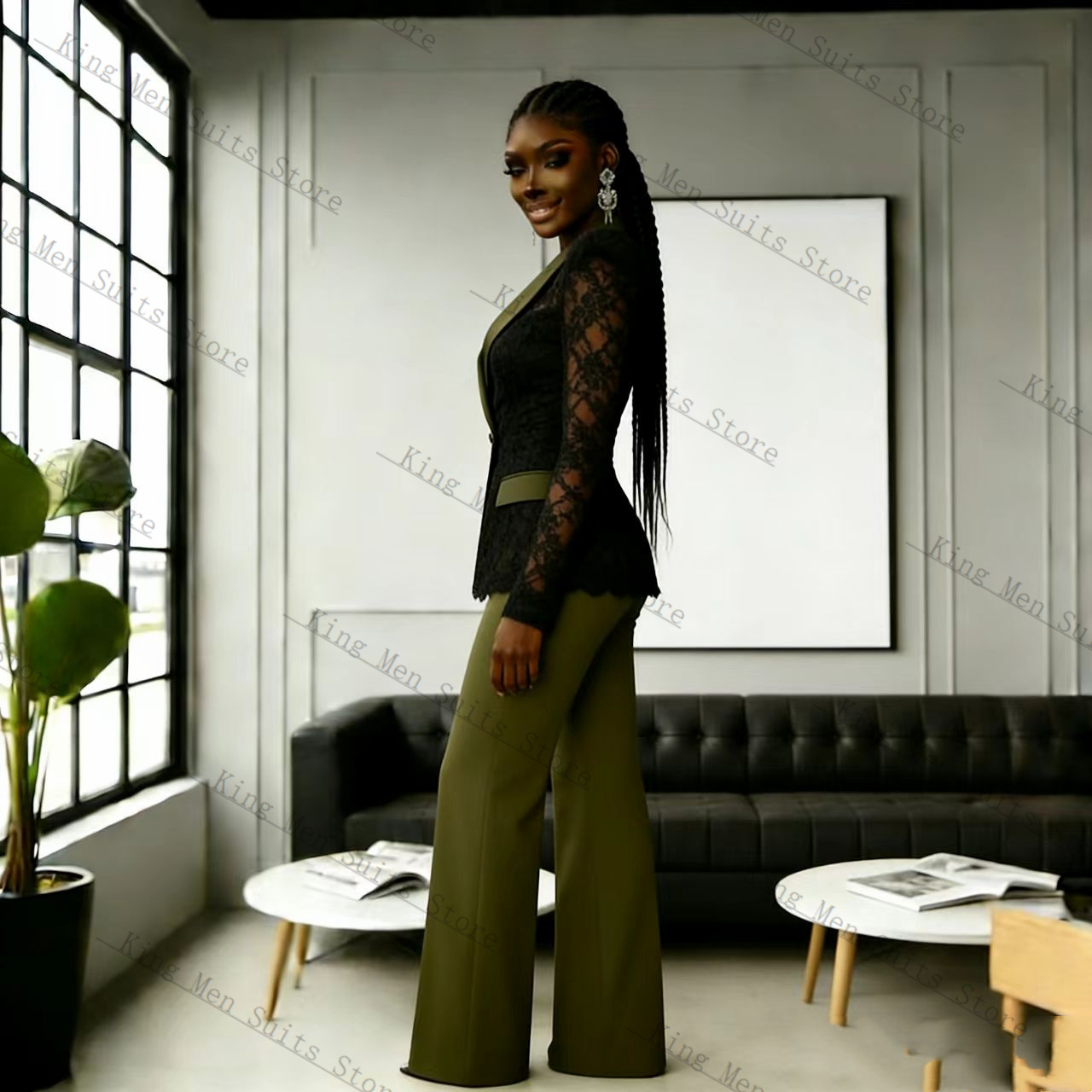 طقم بدلة نسائية من الدانتيل ال - مراجعة Women Formal Wear Trousers وسعره