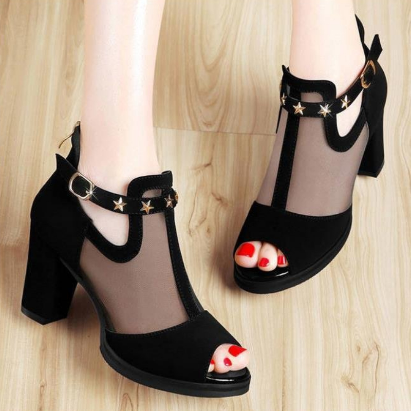 صنادل نسائية بكعب عالٍ مربع وم - مراجعة Women Formal Wear For Office وسعره